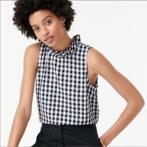 J. Crew Gingham Sleeveless Top - Navy and White
